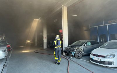 Incendio en un concesionario de la Ciudad del Automóvil de Leganés