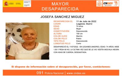 Buscan a Josefa, desaparecida en Leganés hace una semana