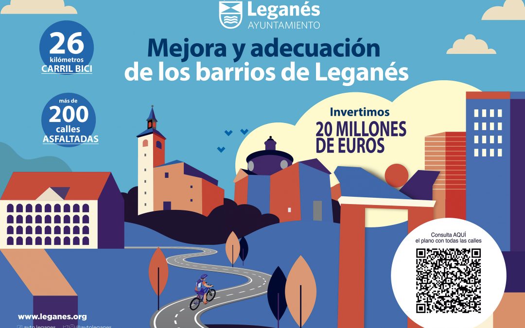 Leganés empieza en unos días la II Fase del Plan de Mejora: asfaltado en 200 calles, peatonalización y más carriles bici