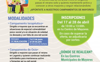 225 mayores leganenses participarán en los Campamentos de Verano organizados por el Ayuntamiento de Leganés