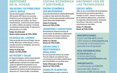 Abierto el plazo de inscripción para los 20 talleres de primavera ofertados por la Delegación de Igualdad