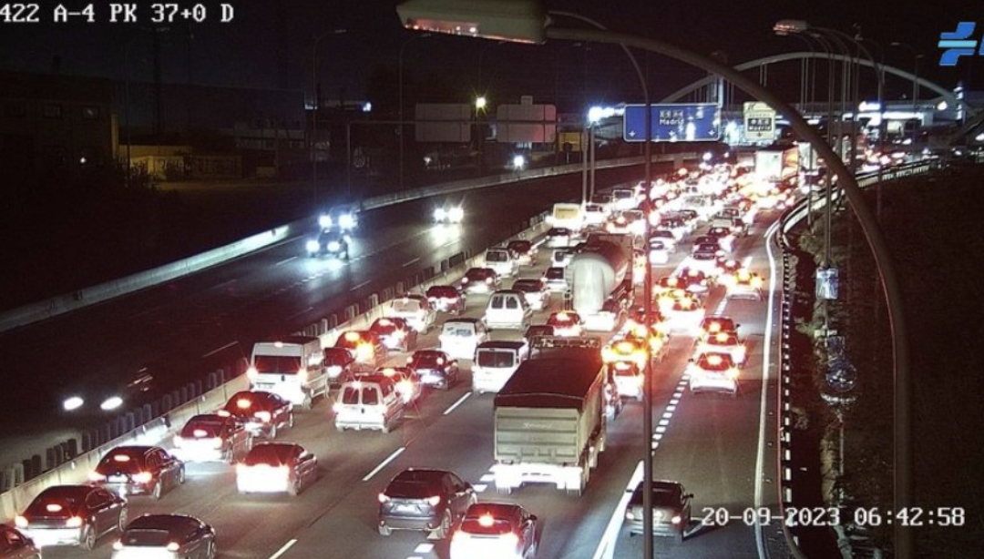 Accidente de tráfico en la A-4 provoca kilómetros de atasco en entrada a Madrid