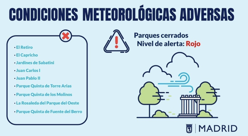 Alerta por fuertes vientos en la Comunidad de Madrid, con rachas de hasta 100 km/h en la sierra