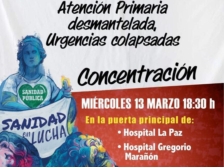 Convocadas manifestaciones en hospitales de Madrid por el «desmantelamiento» de la Atención Primaria y el «colapso» de las urgencias