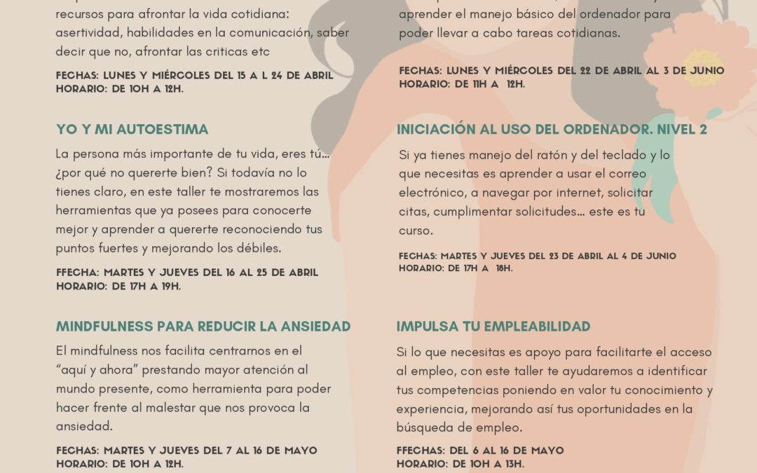 Leganés presenta una amplia oferta de talleres por la corresponsabilidad y el desarrollo personal y profesional de mujeres y hombres