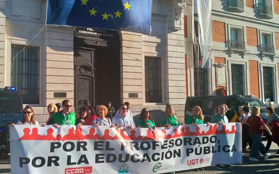 Huelga educativa sacude Madrid con profesores a pie de guerra