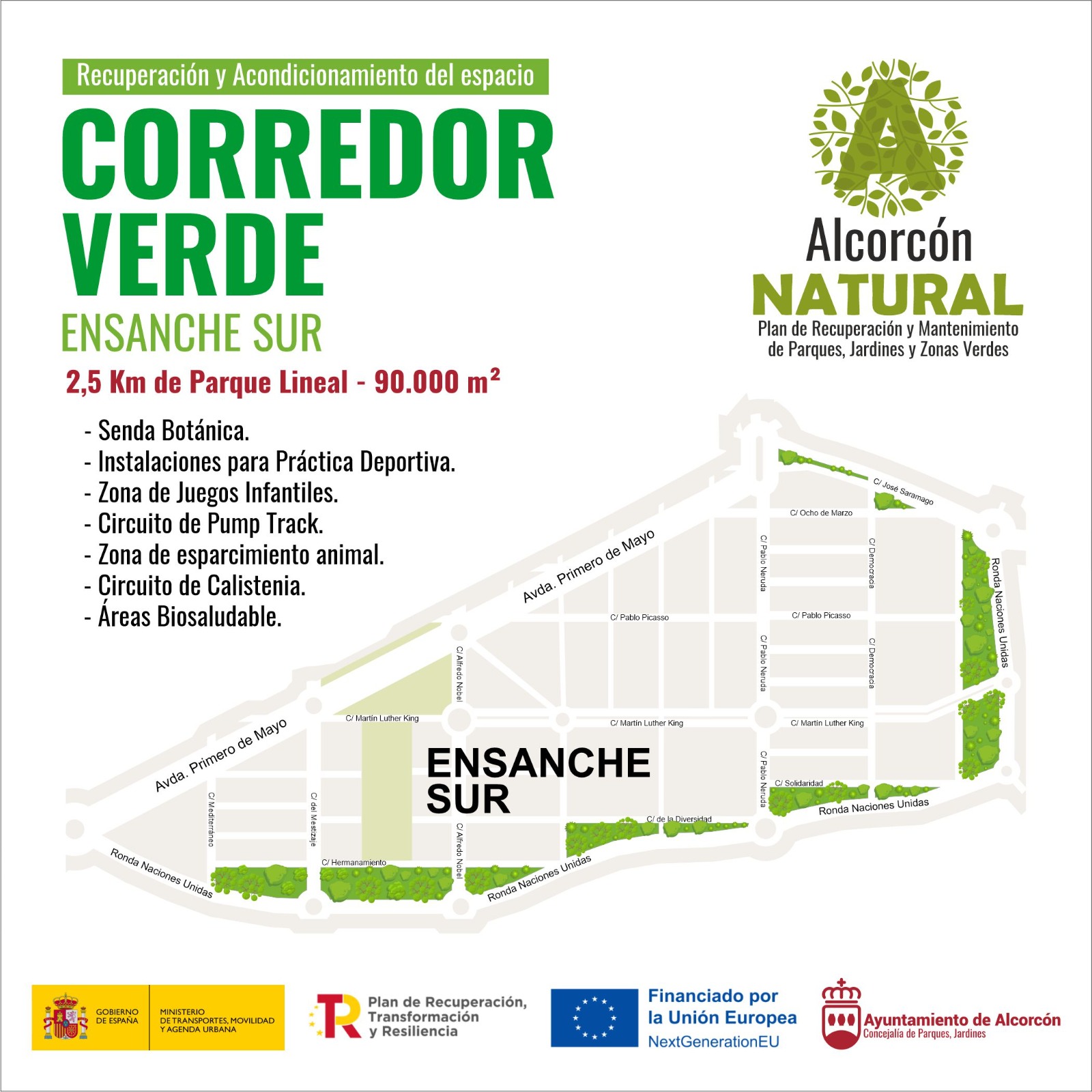 Aprobado el proyecto de corredor verde en el Ensanche Sur de Alcorcón