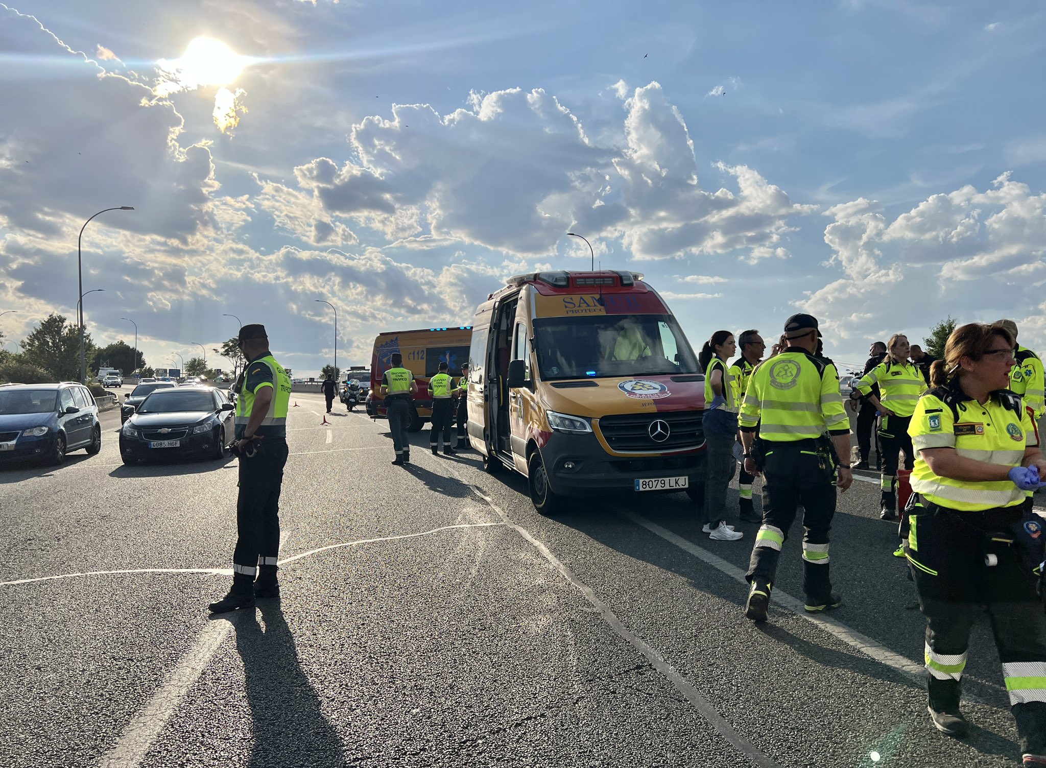 Un choque grave en la M-50 con dos heridos y una circulación interrumpida en Vicálvaro