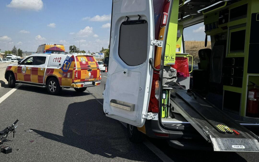 Retenciones en la M-40 por un accidente de moto en el kilómetro 11