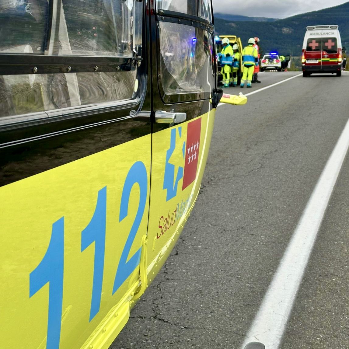 Una motorista de 64 años herido tras colisionar con un turismo en Navacerrada