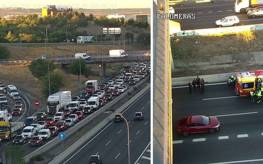 Accidente en la M-40 en Vallecas provoca retenciones de 10 kilómetros