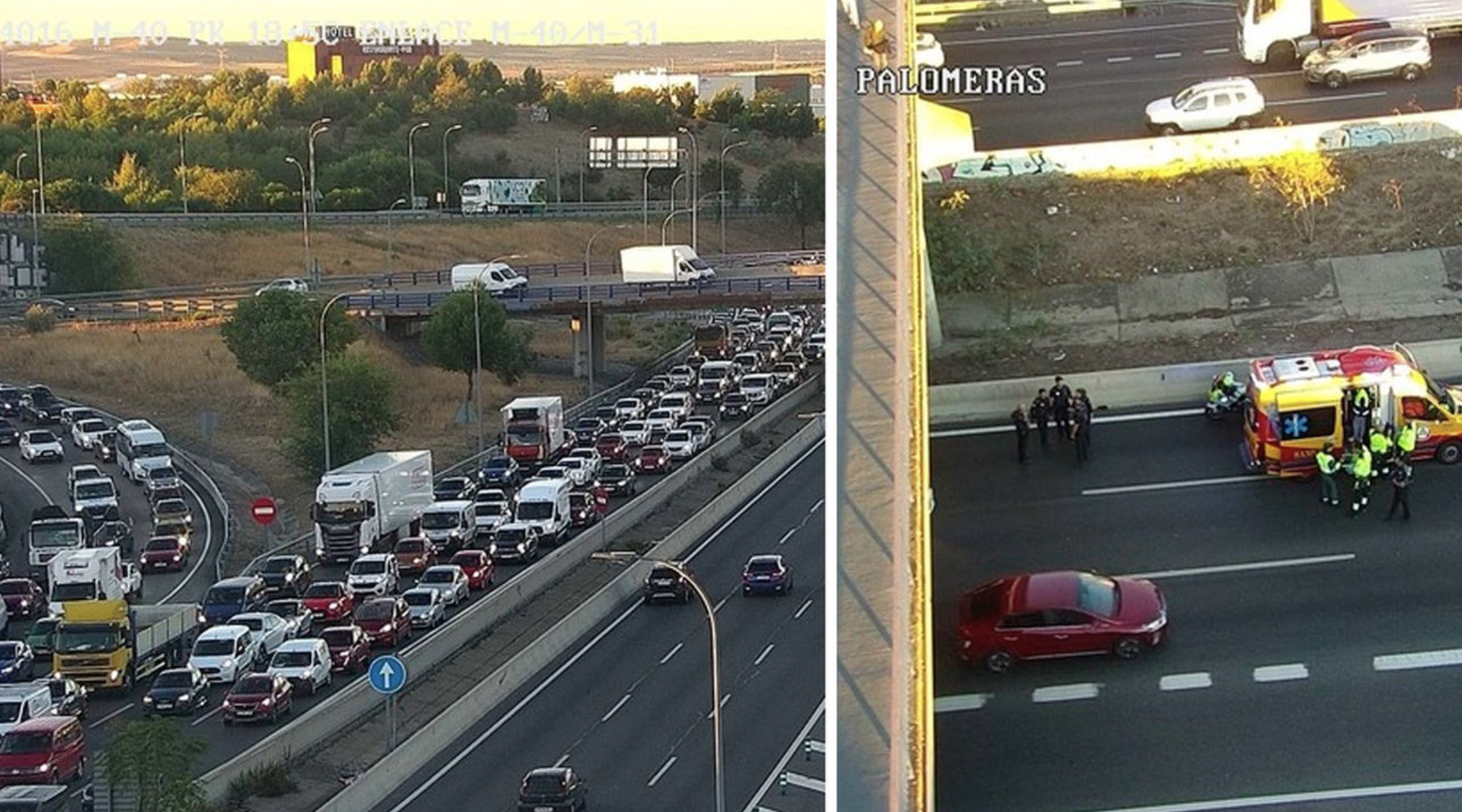 Accidente en la M-40 en Vallecas provoca retenciones de 10 kilómetros