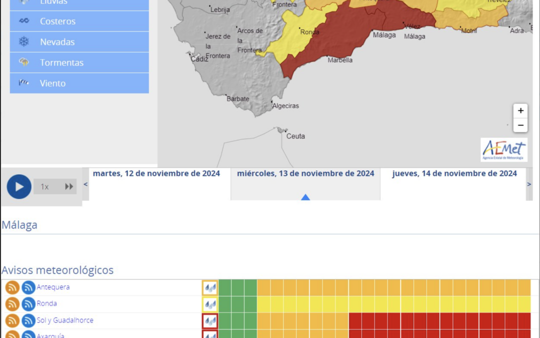 Media España en alerta por la nueva DANA: Málaga y Tarragona, en riesgo extremo por lluvias