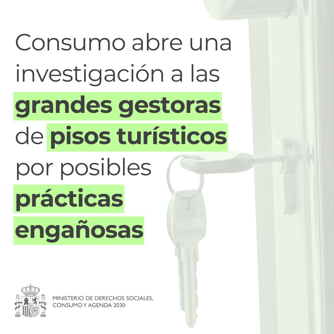 El Ministerio de Consumo investiga a grandes gestoras de pisos turísticos por prácticas engañosas