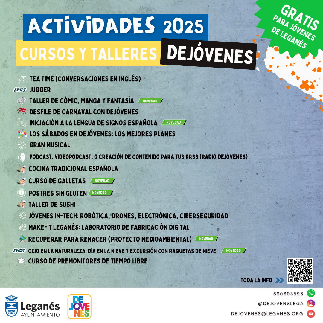 Dejóvenes presenta talleres y actividades innovadoras para 2025 en Leganés