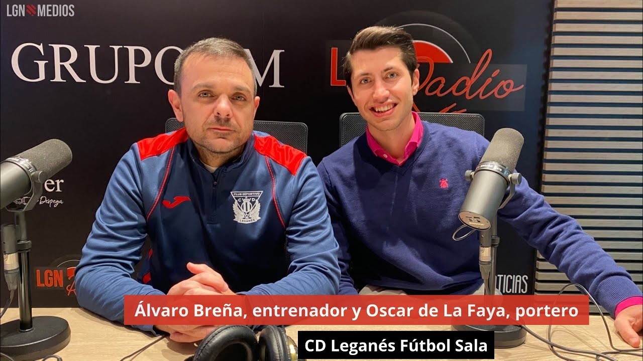 Álvaro Breña, entrenador y Oscar de La Faya, portero. CD Leganés Fútbol Sala