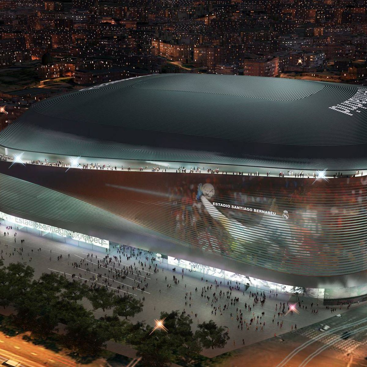 Elconfidencial_El Bernabéu prueba un espectáculo de luces y 3D en su fachada
