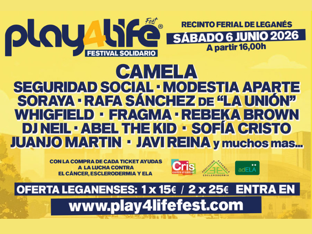 Camela estará en Leganés el próximo mes de junio con el Festival Solidario PLAY4LIFE