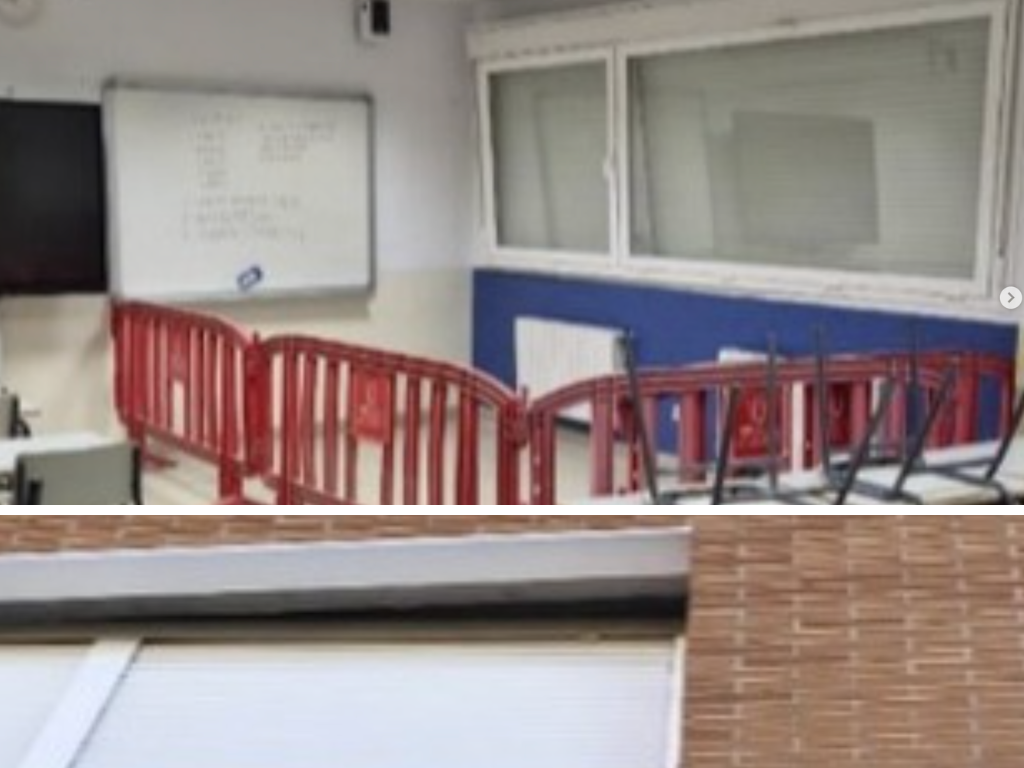Desprendimiento de ventanales obliga a cerrar aulas del IES Rafael Frühbeck de Burgos en Arroyoculebro Desprendimiento de ventanales obliga a cerrar aulas del IES Rafael Frühbeck de Burgos en Arroyoculebro