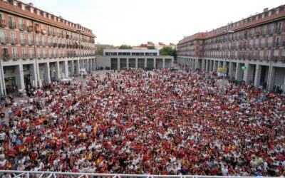 Leganés celebra por todo lo alto el pase de España a la final del Mundial en una Plaza Mayor abarrotada