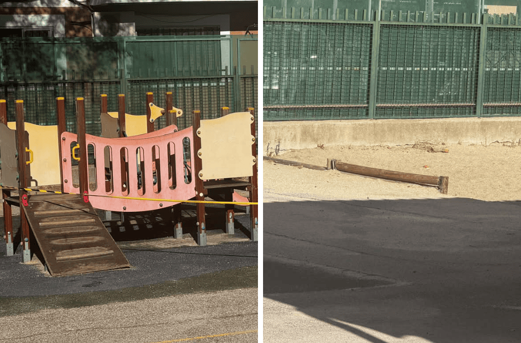 «Arenero sin arena, columpios rotos y baños con humedades»: las denuncias del colegio Calderón de la Barca en Leganés