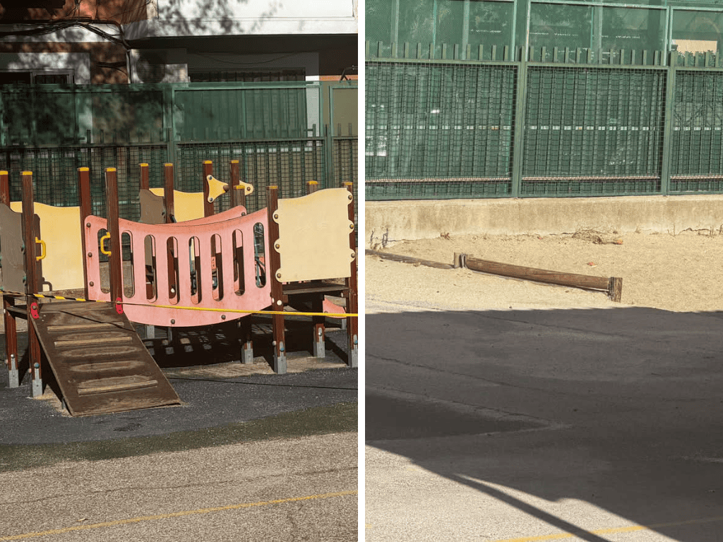 "Arenero sin arena, columpios rotos y baños con humedades": las denuncias del colegio Calderón de la Barca en Leganés