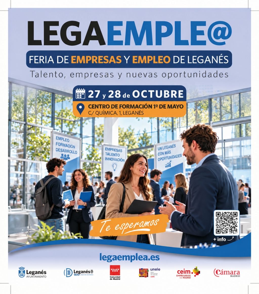 Leganés celebra una nueva Feria de Empleo con 50 empresas para conectar a los vecinos con oportunidades laborales Leganés celebra una nueva Feria de Empleo con 50 empresas para conectar a los vecinos con oportunidades laborales